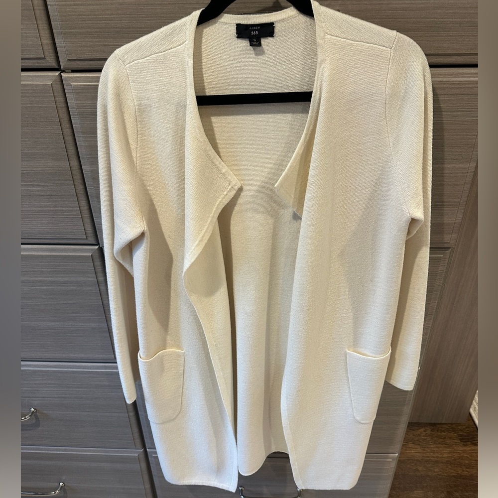 Jcrew Cream Open-Front Sweater